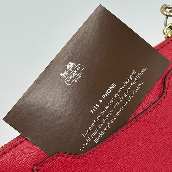 NWOT Coach Small Leather Wristlet - Pink Scarlet - Picture 4 of 13